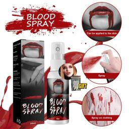 30ML Halloween Fake Blood Halloween Washable Bloody Fake Blood For Costume Halloween Vampire Makeup Fake Blood Spray For Cosplay