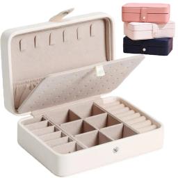 Jewelry Storage Box Portable Travel Jewelry Bag Earrings Necklace Storage Case for Women Ring Organizer PU Leather Display Case
