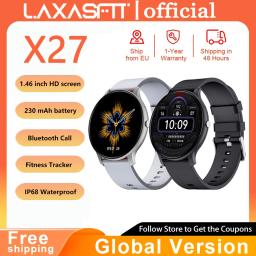 LAXASFIT Smart Watch X27 Bluetooth Voice Call Health Monitoring 1.46” HD Display Smart Watch for Android IOS Phones