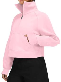 KINSWT Half Zip Sweatshirts Cropped Hoodies Fleece Quarter Zip Up Pullover Sweaters Kangaroo Pocket Fall Outfits Winter Clothes