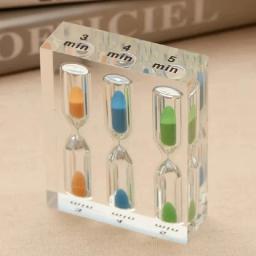 1/2/3 Minute Colorful Hourglass Timer Three-In-One Acrylic Hourglass Sandglass Sand Timer Clock 3+4+5 Minutes Sand Clock Timers