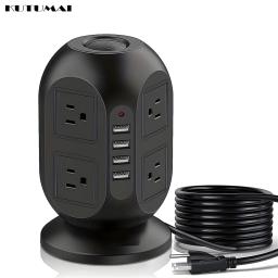 US Tower Power Strip Surge Protector Plug 8 Outlets 4 USB Charge Ports 5.9FT Extenstion Cord for Home Office Vertical Socket