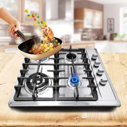 23" Cooktop 4 Burners Built-in Stove Top Stainless Steel Gas Cooktop Kitchen