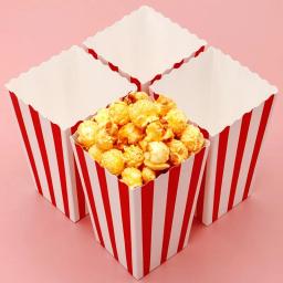 20Pcs Popcorn Paper Boxes Buckets Red White Stripes Bags Snack Containers For Movie Night Birthdays Carnival Party Supplies