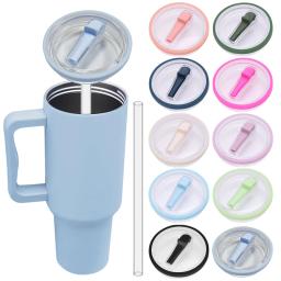 40Oz Tumbler Flip Straw Lid Replacement Spill Proof Reusable Tumbler Cover Splash Resistant Cup Cover For Stanley Straw Cap