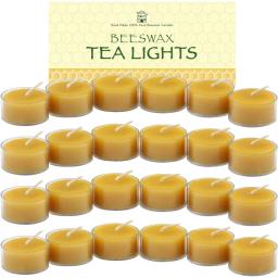 12-48Pcs Natural Beeswax Tea Candles Smokeless Eco-Friendly Candles Xmas Tealight Votive Candle For Home Atmosphere Spa Decor