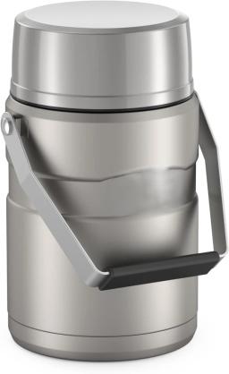 Stainless King Vacuum-Insulated Food Jar with 2  Container Inserts, 47 Ounce, Matte Steel