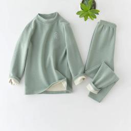 Children's Thermal Underwear Set Boys Girls Long Johns with Fleece Cotton Sweater Winter Pajamas Baby Sleepwear Home Clothes