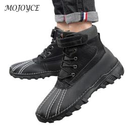 Men Duck Boots Quilted Snow Boots Fur Lined Cold Weather Snow Boots Anti-Slip Insulated Snow Booties for Outdoor Sports