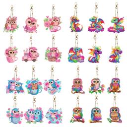 New Owl Diamond picture keychain DIY Mosaic embroidery backpack pendant double side dot diamond pendant decoration