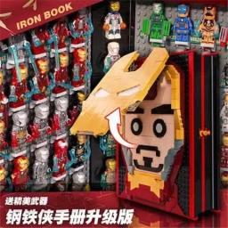 New Marvel Iron Man Animation Trend Creative Assembled Building Block Book Doll Memorial Album Children's Toy Christmas Gift