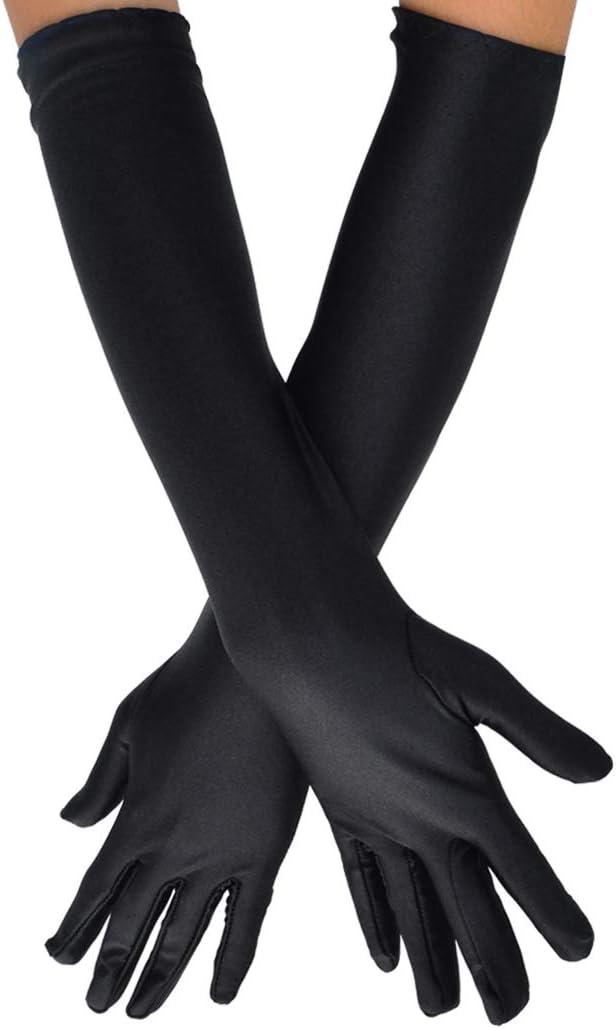 Long Opera Party 20s Satin Gloves Stretchy Adult Size Elbow Length Wedding