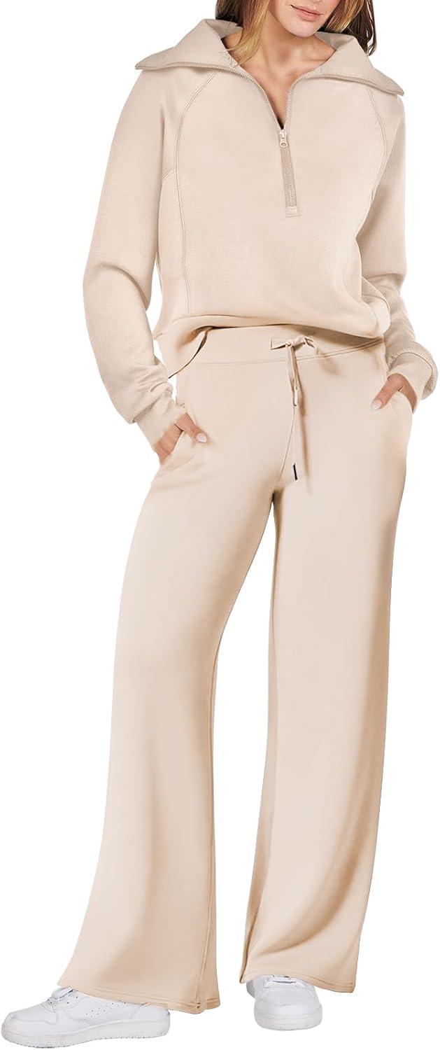 ANRABESS Women 2 Piece Outfits Sweatsuit Oversized Sweatshirt Sweatpants Tracksuit Sweat Lounge Matching Set 2024 Fall Trendy