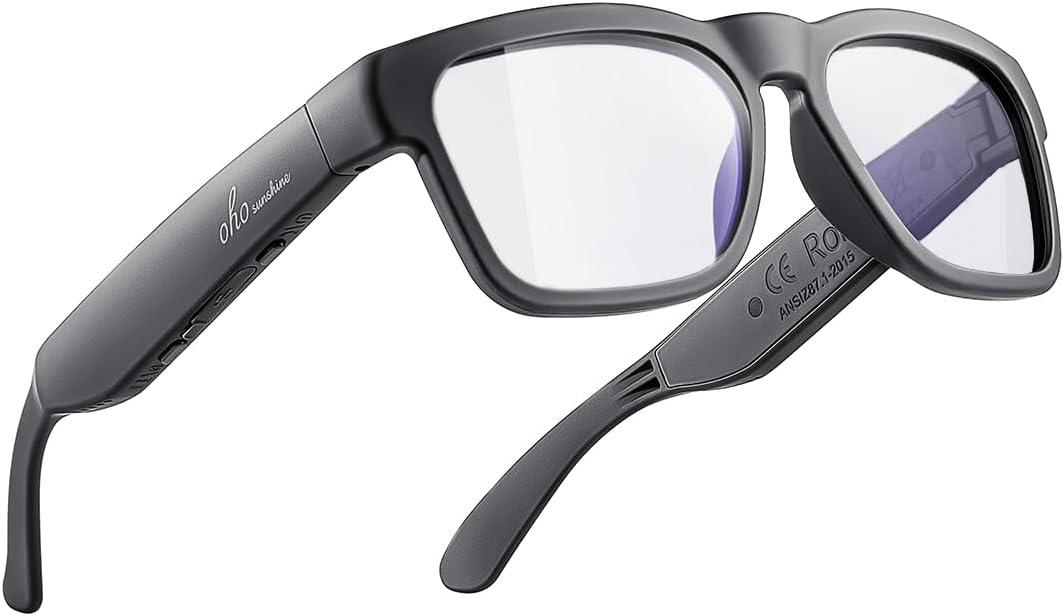OhO Bluetooth Sunglasses,Voice Control and Open Ear Style Smart Glasses to Listen Music and Calls,UV400 Polarized Lens