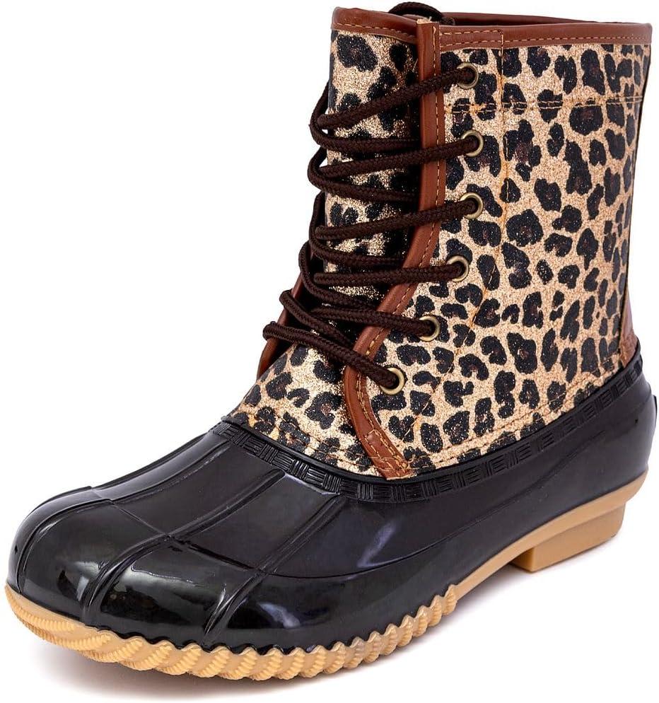 Sugar Women's Glitter Duck Boots | Stylish Lace-Up, Cozy Traction Sole | Perfect for Cold, Rainy, or Snowy Days | Trendy Booties - Skipper