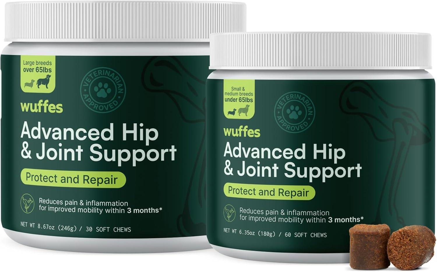 Wuffes Chewable Dog Hip & Joint Supplement - Glucosamine & Chondroitin Chews - Dog Joint Supplements & Vitamins - Extended Joint Care (Small Breed & Large Breed Bundle, 90 Chews (Pack of 2))
