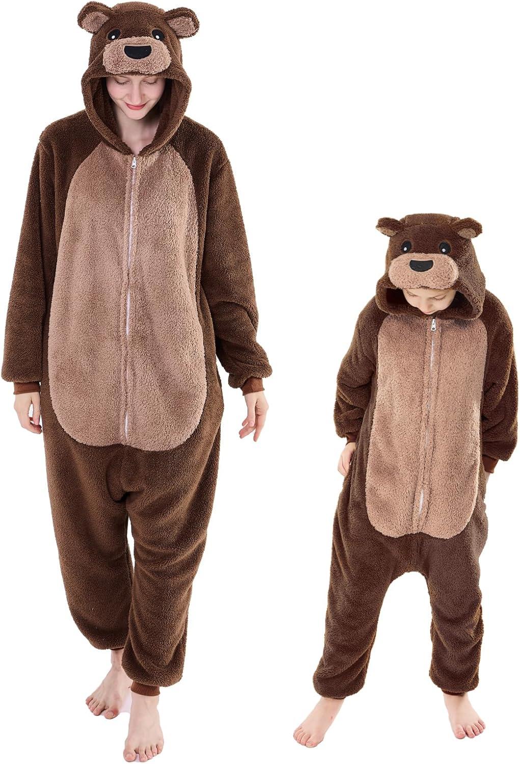 GONAAP Adult Onesie Pajamas Sherpa Animal One Piece Cosplay Costume for Women Men