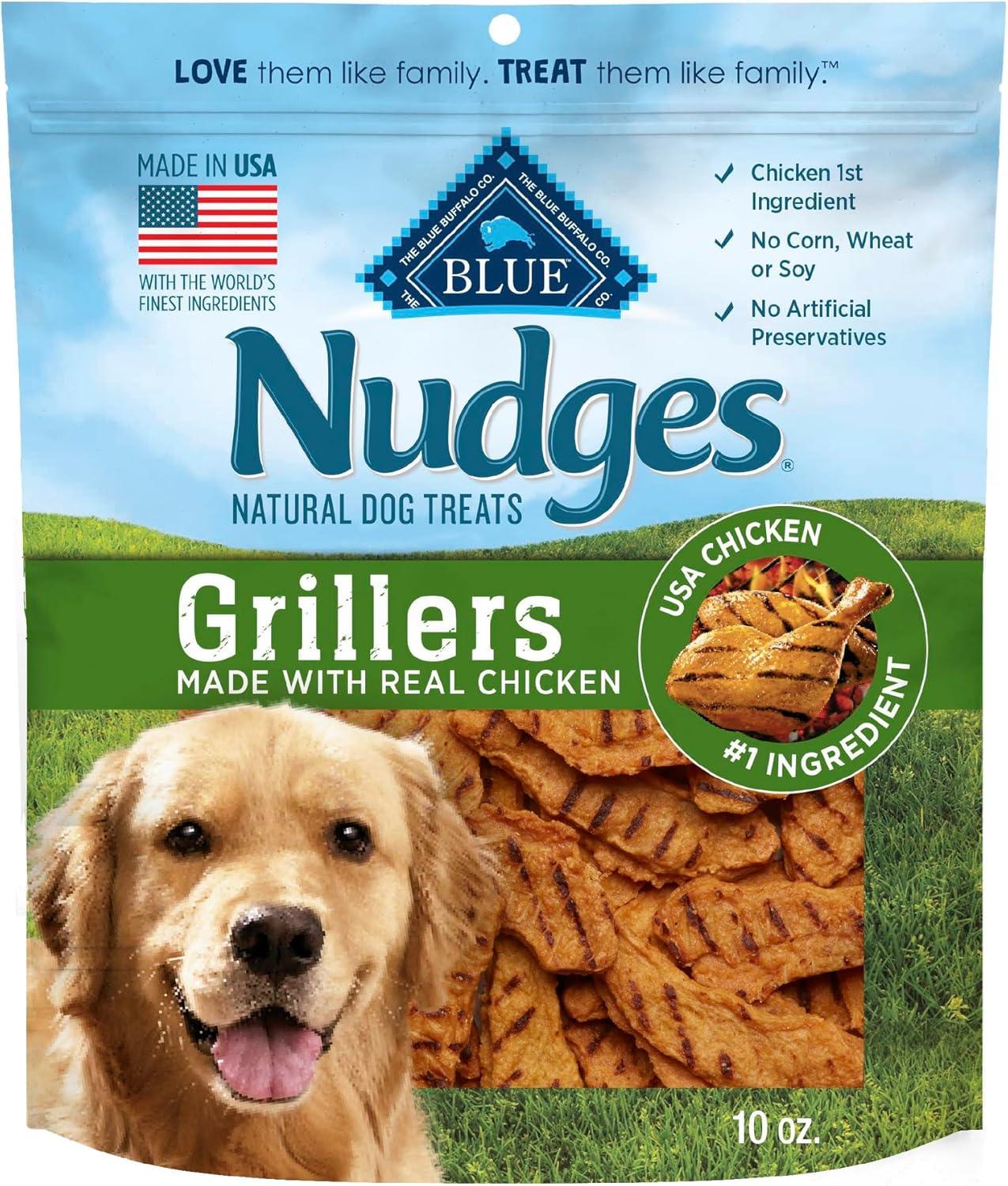 Blue Buffalo Nudges Grillers Natural Dog Treats Made with Real Chicken, Made in the USA, Chicken, 10-oz. Bag