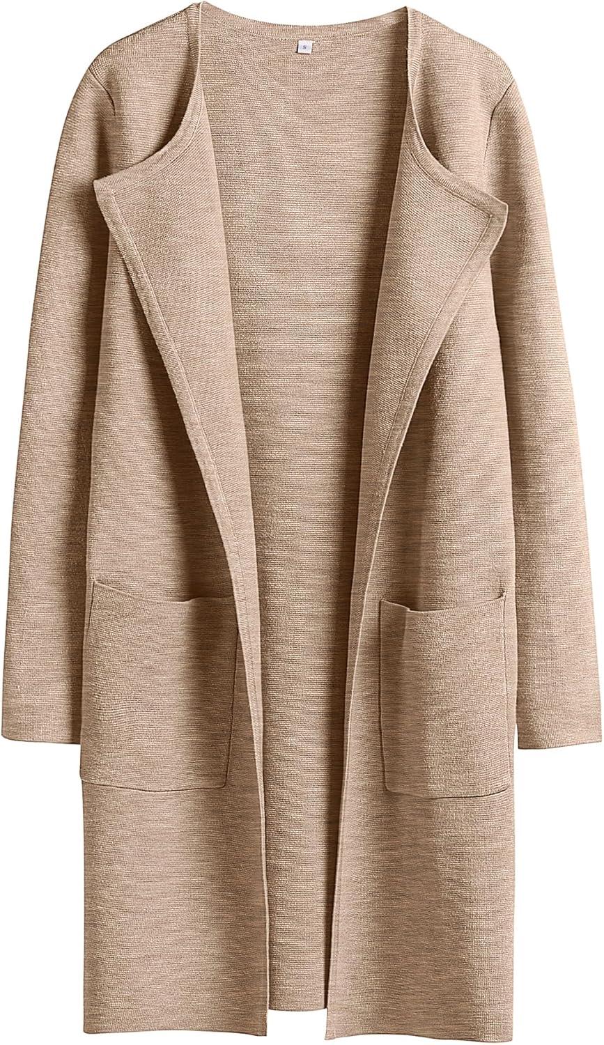 ANRABESS Women's Open Front Knit Lightweight Cardigan Casual Long Coatigan Sweater Lady Jacket Coat 2024 Fall Outerwear